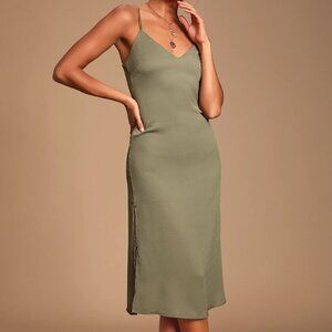 Lulus Perfect For You Sage Green Midi Column Dress